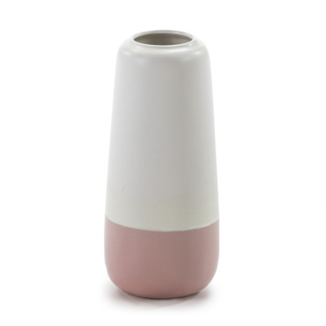 JARRON 16x16x37 CERAMICA BLANCO/ROSA
