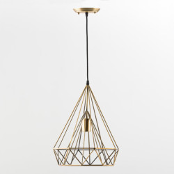 LAMPARA DE TECHO 30x30x42 METAL BRONCE CON BOMBILLA