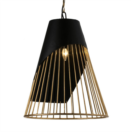 LAMPARA DE TECHO 52x52x69 METAL DORADO/NEGRO