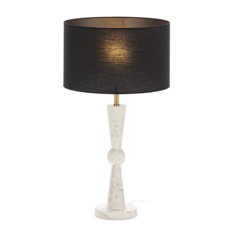 LAMPARA SOBREMESA 15x15x55 MARMOL BLANCO/METAL DORADO/ SIN PANTALLA