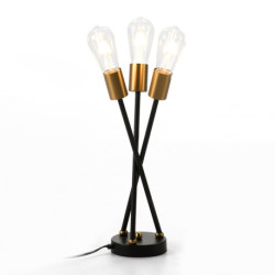 LAMPARA SOBREMESA 20x20x45 METAL NEGRO/DORADO