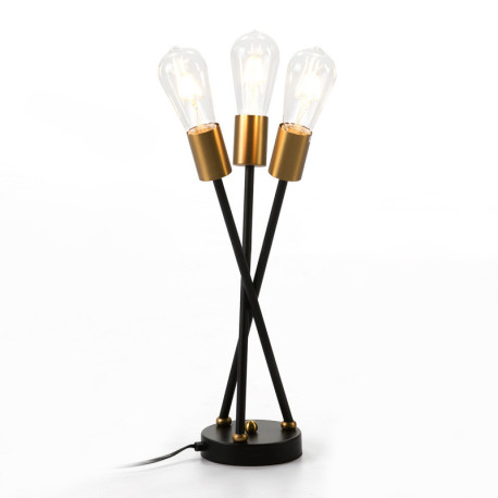 LAMPARA SOBREMESA 20x20x45 METAL NEGRO/DORADO