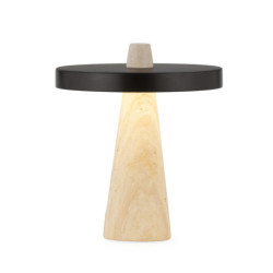 LAMPARA SOBREMESA 22x22x25 PIEDRA ARENISCA CREMA/NEGRO