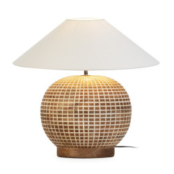 LAMPARA SOBREMESA 24x24x35 MADERA NATURAL/BLANCO LAVADO