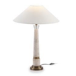 LAMPARA SOBREMESA SIN PANTALLA 15x15x57 METACRILATO/MARMOL BLANCO/METAL DORADO