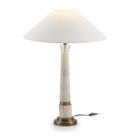 LAMPARA SOBREMESA SIN PANTALLA 15x15x57 METACRILATO/MARMOL BLANCO/METAL DORADO