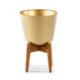 MACETERO 32x32x49 MADERA NATURAL/METAL DORADO