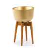 MACETERO 34x34x54 MADERA NATURAL/METAL DORADO