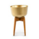 MACETERO 34x34x54 MADERA NATURAL/METAL DORADO