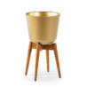 MACETERO 38x38x70 MADERA NATURAL/METAL DORADO