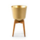 MACETERO 38x38x70 MADERA NATURAL/METAL DORADO