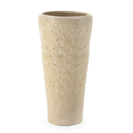 MACETERO 50x50x100 TERRACOTA CREMA LAVADO
