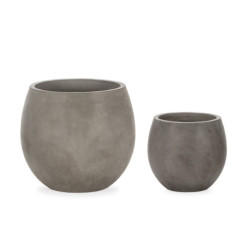 MACETERO SET/2 60x60x55/42x42x38 CEMENTO GRIS ANTRACITA
