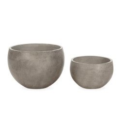 MACETERO SET/2 72x72x50/56x56x35 CEMENTO ANTRACITA OSCURO