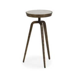 MESA AUXILIAR 30x30x61 METAL/MARMOL DORADO ANTIQUE