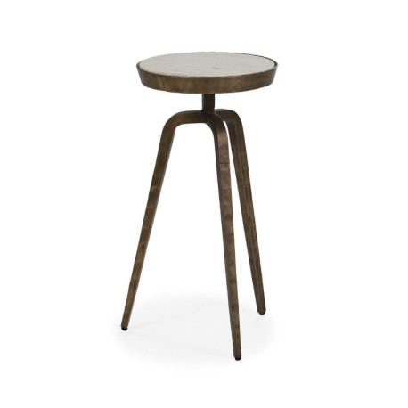 MESA AUXILIAR 30x30x61 METAL/MARMOL DORADO ANTIQUE