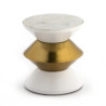 MESA AUXILIAR 36x36x39 MARMOL BLANCO/METAL BLANCO/DORADO