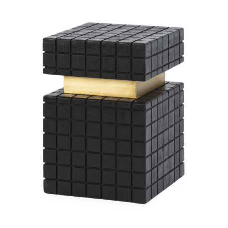 MESA AUXILIAR 38x38x55 MADERA NEGRO/METAL DORADO