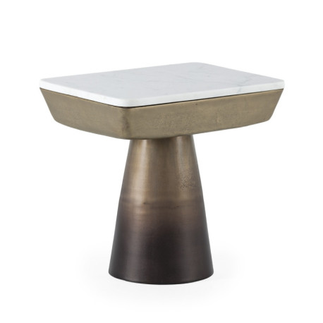 MESA AUXILIAR 45x33x42 METAL DORADO ANTIQUE/MARMOL BLANCO