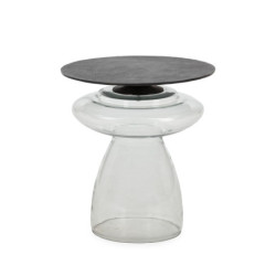 MESA AUXILIAR 47x47x52,5 METAL BRONCE OSCURO/CRISTAL TRANSPARENTE