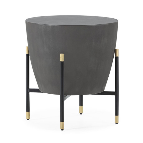 MESA AUXILIAR 52x52x55 MADERA GRIS/METAL NEGRO/DORADO
