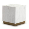 MESA AUXILIAR 55x55x60 MADERA BLANCO/METAL DORADO