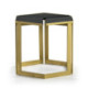 MESA AUXILIAR 58x58x48 GRANITO NEGRO/METAL DORADO