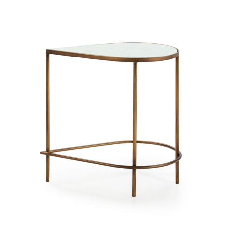 MESA AUXILIAR 60x40x60 MARMOL BLANCO/METAL DORADO