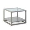 MESA AUXILIAR 60x60x45 CRISTAL/MADERA GRIS VELADO