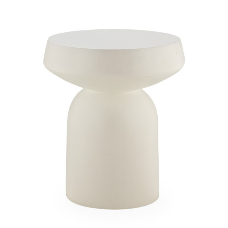 MESA AUXILIAR 66x66x77 FIBRA DE PIEDRA BLANCO MATE