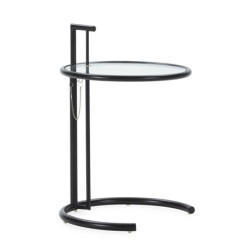 MESA AUXILIAR EXTENSIBLE 52x52x71/98 CRISTAL/METAL NEGRO