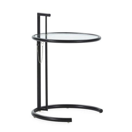 MESA AUXILIAR EXTENSIBLE 52x52x71/98 CRISTAL/METAL NEGRO