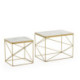 MESA AUXILIAR SET/2 24x16,5x18/16x14,5x16 METAL DORADO/MARMOL BLANCO