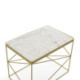 MESA AUXILIAR SET/2 24x16,5x18/16x14,5x16 METAL DORADO/MARMOL BLANCO