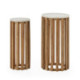 MESA AUXILIAR SET/2 32x32x63,3/23x23x58 MADERA NATURAL/MARMOL BLANCO