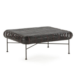 MESA CENTRO 76x91x35 METAL NEGRO/MIMBRE NEGRO/VIOLETA