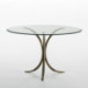 MESA COMEDOR 120x120x77 CRISTAL/HIERRO FORJADO DORADO