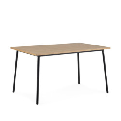 MESA COMEDOR 135x90x77 MADERA NATURAL/METAL NEGRO