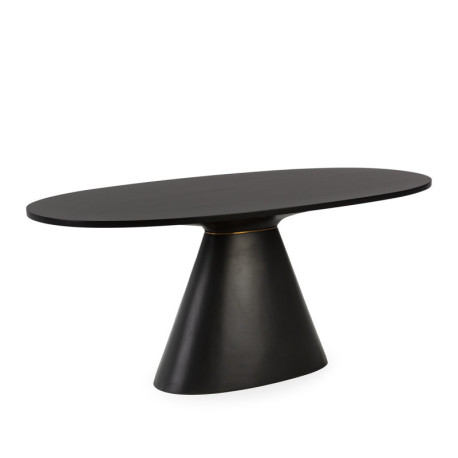 MESA COMEDOR 180x90x76 MADERA/FIBRA DE VIDRIO NEGRO/DORADO