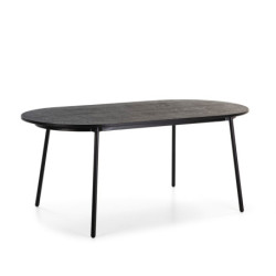 MESA COMEDOR 180x90x76 MADERA/METAL NEGRO