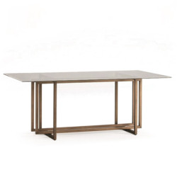 MESA COMEDOR 190x100x75 CRISTAL/METAL DORADO