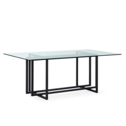 MESA COMEDOR 190x100x75 CRISTAL/METAL NEGRO