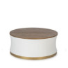 MESA DE CENTRO 100x100x42 MADERA NATURAL/BLANCO/METAL DORADO
