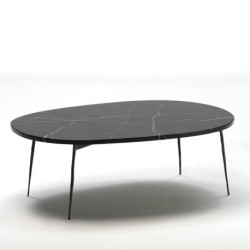 MESA DE CENTRO 100x70x35 METAL/MARMOL NEGRO MATE