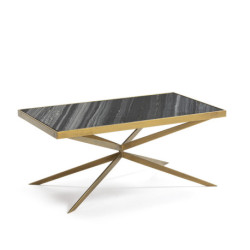 MESA DE CENTRO 106x60x47 MARMOL/METAL DORADO