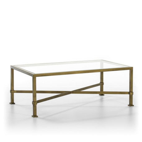 MESA DE CENTRO 120x70x45 CRISTAL/METAL DORADO ANTIQUE
