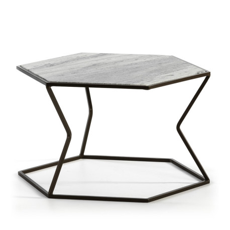 MESA DE CENTRO 61x61x41 MARMOL CLARO/METAL MARRON OSCURO