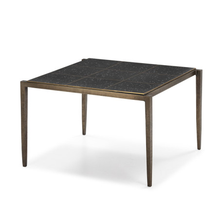 MESA DE CENTRO 65x59x41 HIERRO DORADO ANTIC/TERRAZO EPOXI NEGRO CON METAL INCRUSTADO