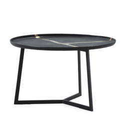 MESA DE CENTRO 72x72x44 METAL NEGRO/DORADO