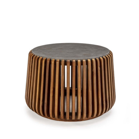 MESA DE CENTRO 78X78X45 MADERA TECA/PIEDRA GRIS